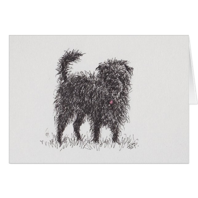 Carte de voeux noire de Terrier (Devant horizontal)