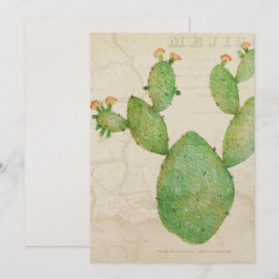 Carte de voeux Nopal Cactus Watercolor vintage