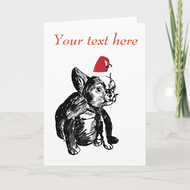 Carte de vœux Nouvel An Bouledogue Français (Devant)