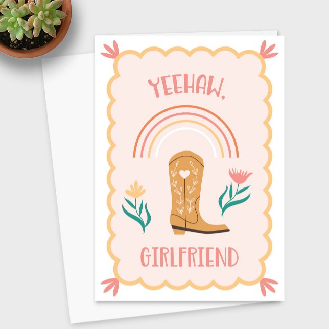 Carte de voeux occidentale "Yeehaw, Girlfriend" (Yeehaw Girlfriend Western Greeting Card)