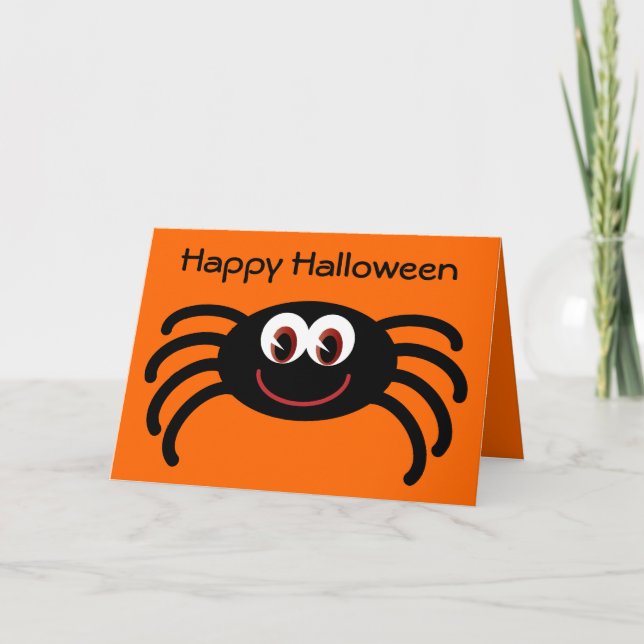 Carte de voeux Orange d'Araignée d'Halloween (Devant)