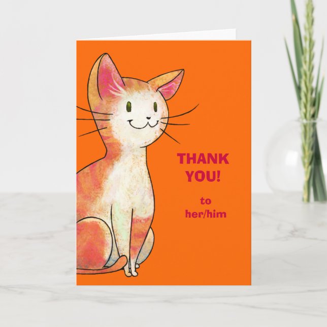 Carte de voeux orange de chat (personnalisable) (Devant)