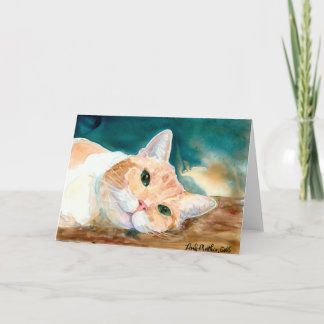 Carte de voeux Orange et Blanc Tabby
