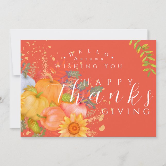 Carte de voeux Orange Thanksgiving Automne (Devant)