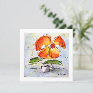 Carte de voeux Orange Watercolor Flower