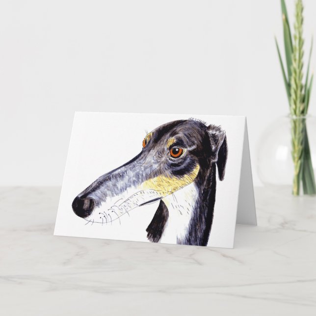 Carte de voeux originale de lévrier de lurcher/ (Devant)