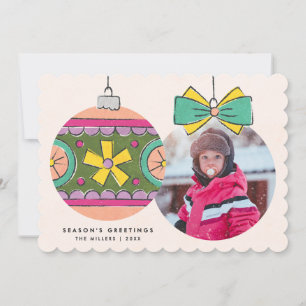 Carte de voeux ornementale de Noël - Orange