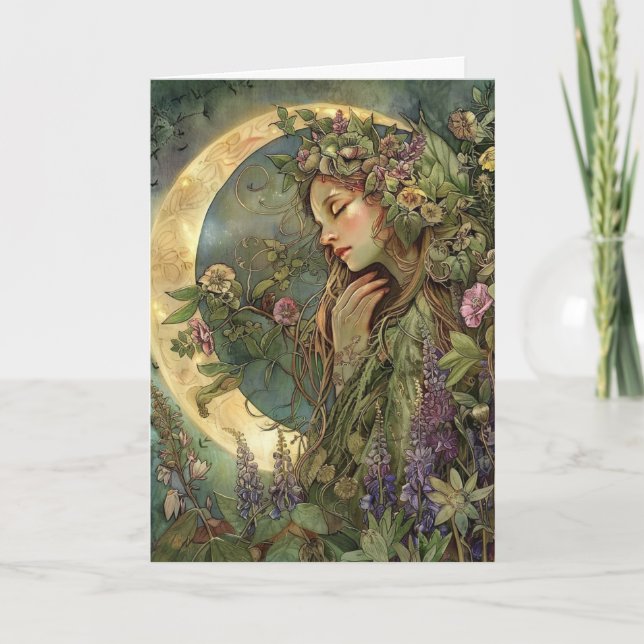 Carte de vœux Ostara Croissant de Lune (Devant)