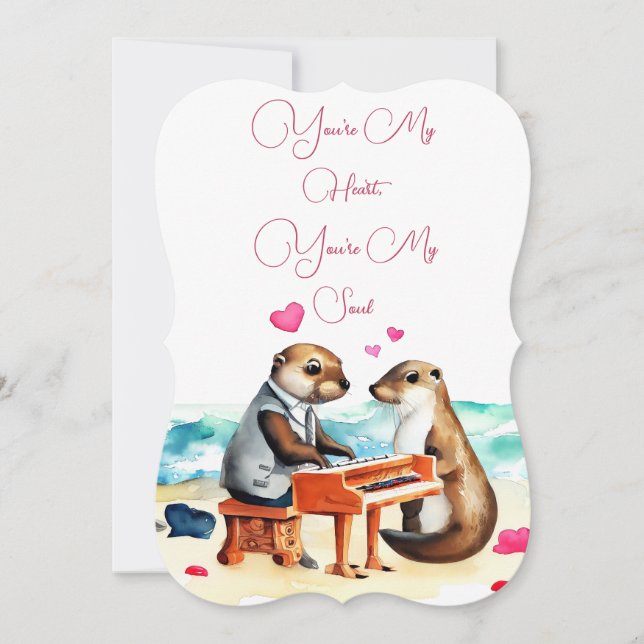 Carte de voeux Otter Couple Love (Devant)