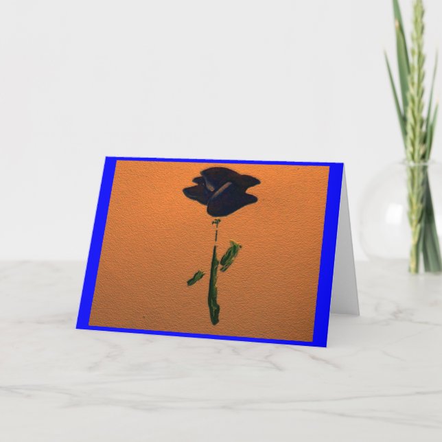 Carte de voeux ou de note Rose bleu personnalisabl (Devant)
