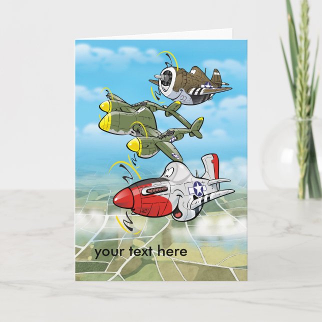 Carte de voeux P-51 mustang, P-38 et P-47 (Devant)