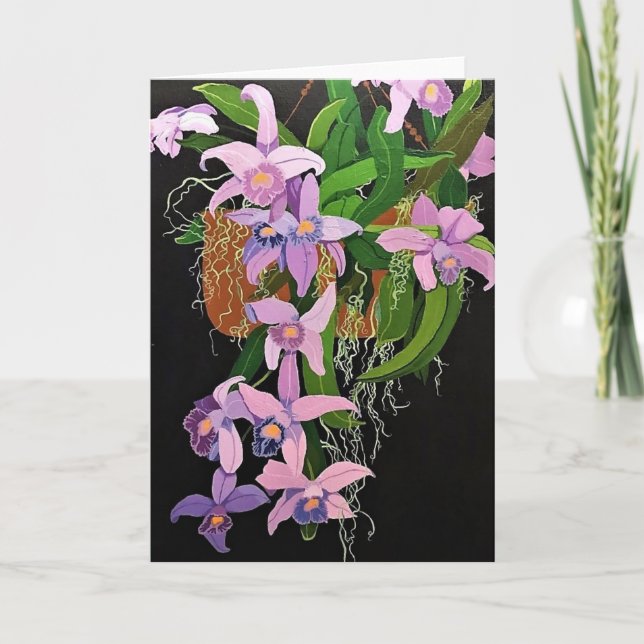 Carte de voeux - Panier à pendre des orchidées de  (Devant)