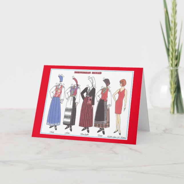 Carte de voeux Papier Bunad II Norvégien (Devant)