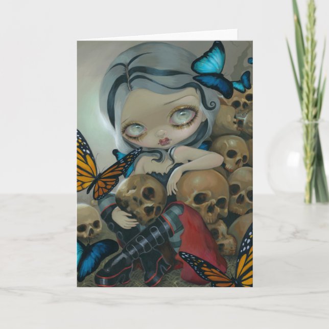 Carte de voeux "Papillons et os" (Devant)