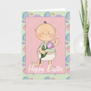 Carte de voeux Pâques Baby D1 Joyeuse Pâques