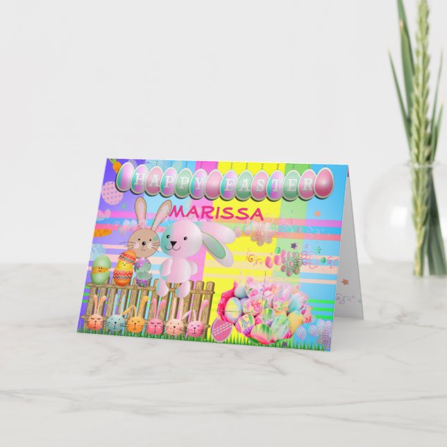 Carte de voeux Pâques personnalisée pliée (Devant)