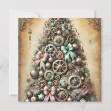 Carte de voeux Pastel Steampunk Christmas Tree