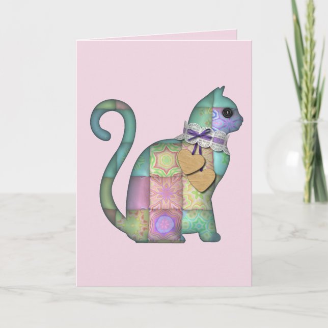 carte de voeux patchwork cat (Devant)