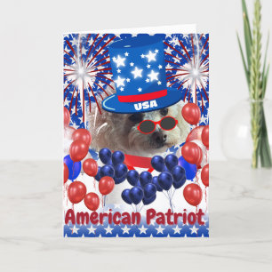 Carte de vœux patriotique américaine Caniche