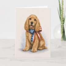 Carte de vœux patriotique de Cocker Spaniel