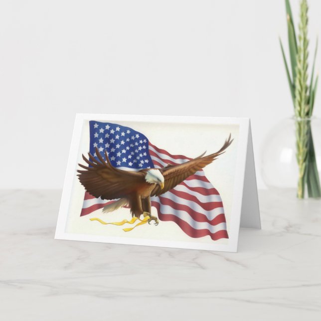 Carte de voeux patriotique de drapeau d'Eagle (Devant)