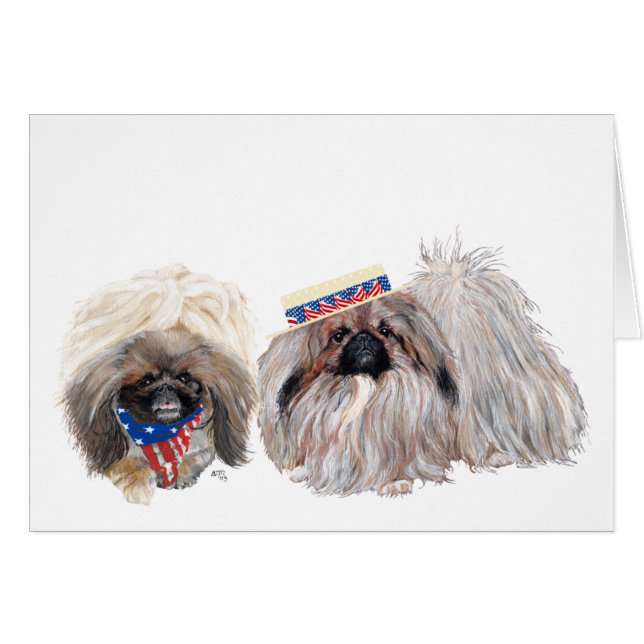 Carte de voeux Patriotique Pekingese (Devant horizontal)