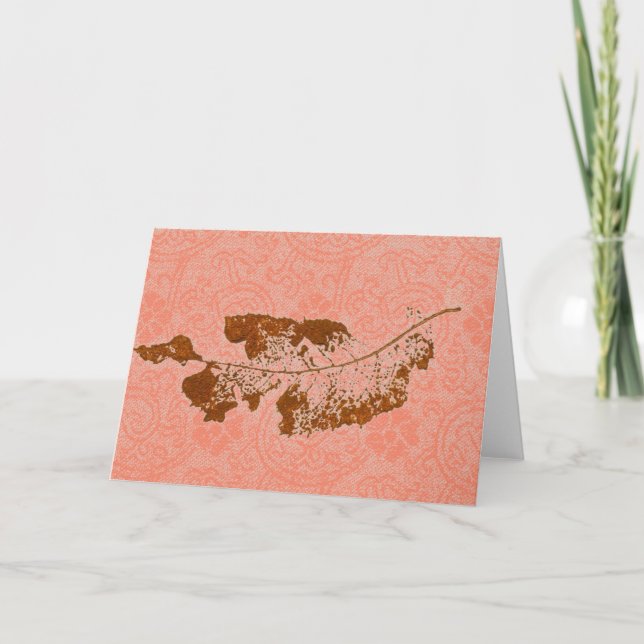 Carte de voeux pays "Feuille flottante #1 rouge" (Devant)