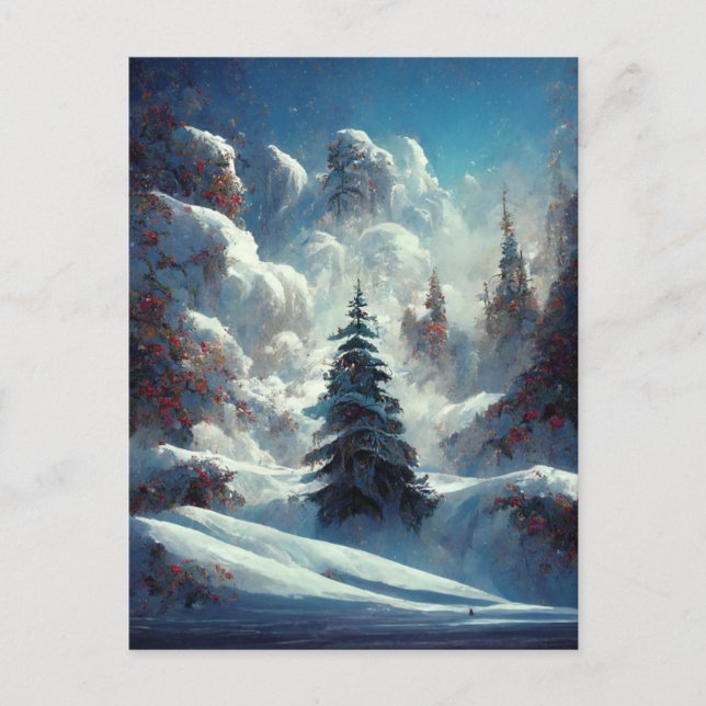 Carte de vœux paysage arbre de Noël entreprise Log (Devant)