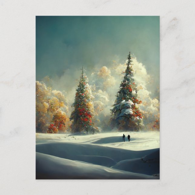 Carte de vœux paysage d'arbre de Noël d'entreprise (Devant)