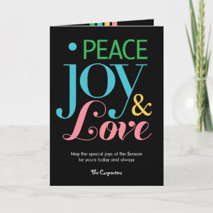 Carte de voeux Peace Joy & Love Holiday