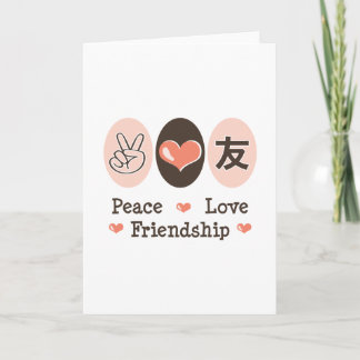 Carte de voeux Peace Love Friendship
