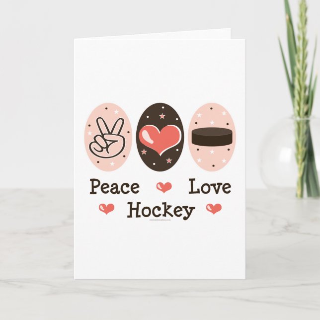 Carte de voeux Peace Love Hockey (Devant)