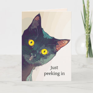Carte de voeux Peeking Cat Design