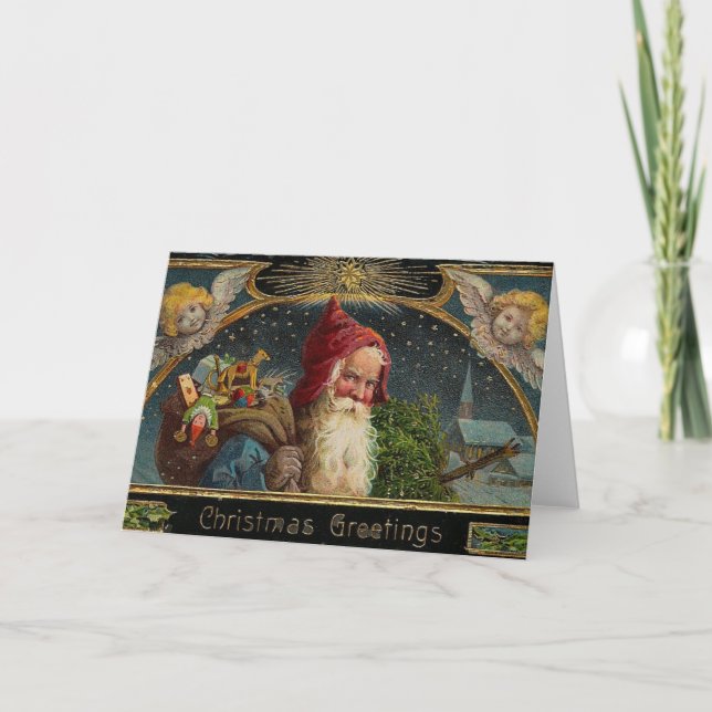 Carte de voeux Père Noël de Noël victorienne (Devant)