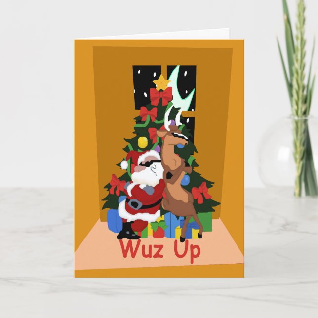 Carte de voeux Père Noël Et Reindeer cool (Devant)