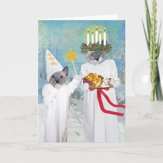 Carte de voeux Père Noël Lucia Kittens (Devant)
