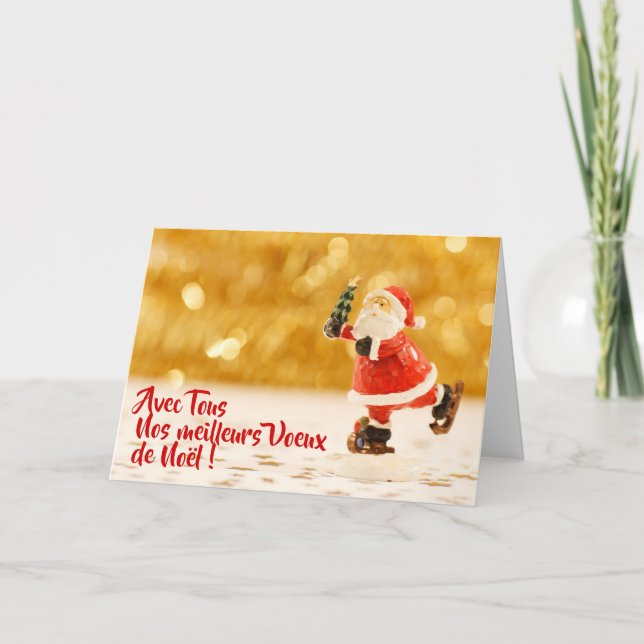 Carte de Voeux Père Noël patineur (Devant)