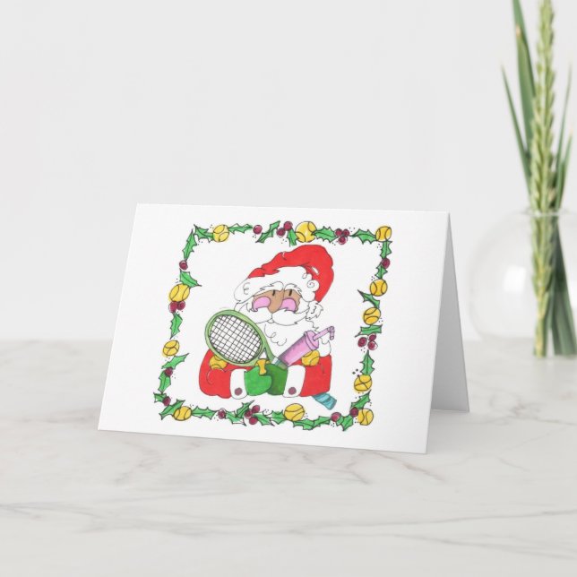 Carte de voeux - Père Noël Tennis (Devant)