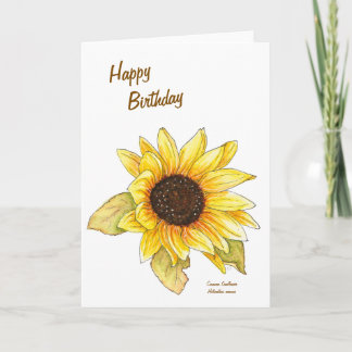 Carte de vœux personnalisable aquarelle tournesol