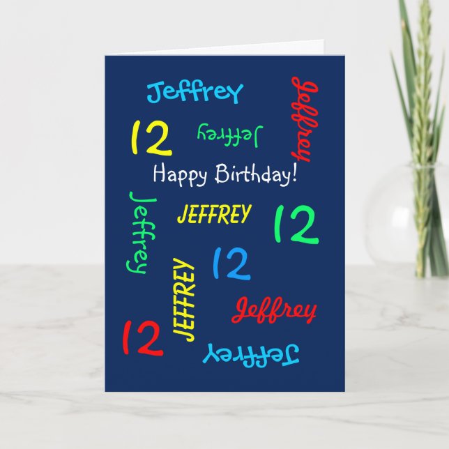 Carte de voeux personnalisée 12e anniversaire, ble (Devant)
