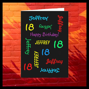 Carte de voeux personnalisée, 18e anniversaire
