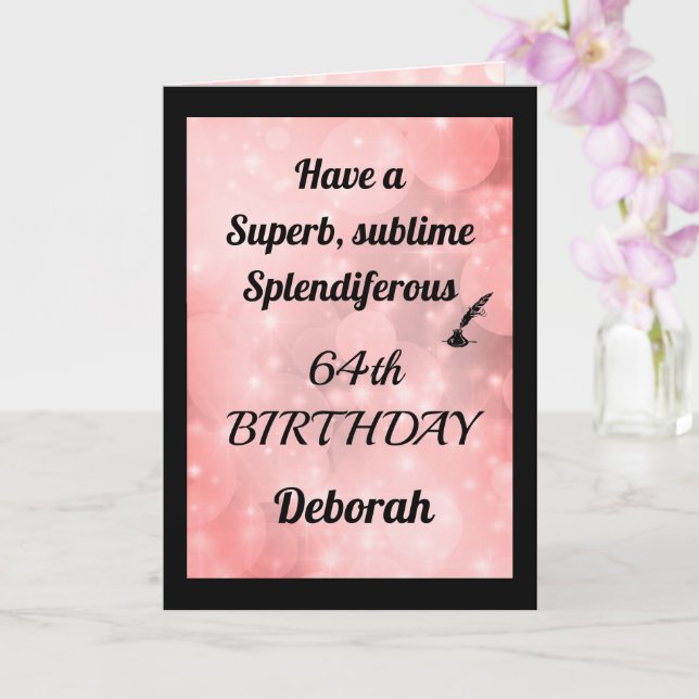 Carte de voeux personnalisée 64e anniversaire plié (Orchidée)