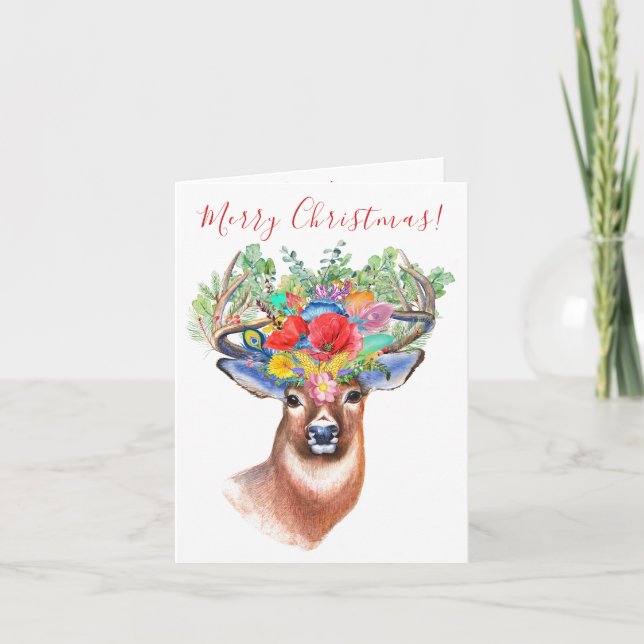 Carte de voeux personnalisée aux cerfs de Noël (Devant)