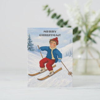 Carte de vœux personnalisée de skieur joyeux