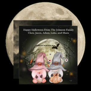 Carte de voeux personnalisée Gnome Family Hallowee