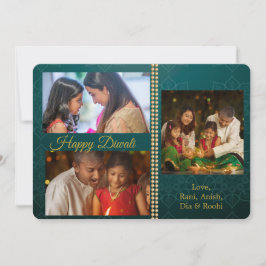 Carte de voeux personnalisée Green Gold Diwali