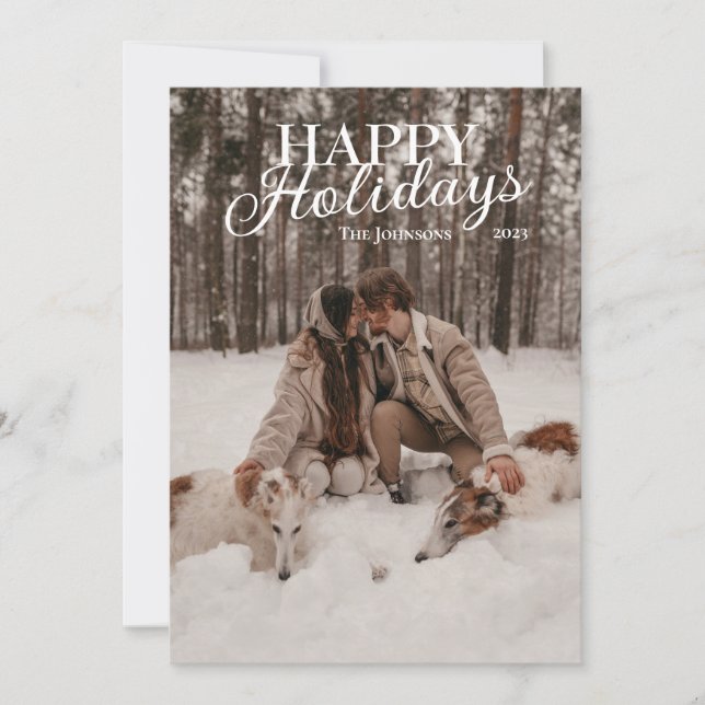 Carte de vœux personnalisée Joyeuses Fêtes avec ph (Devant)