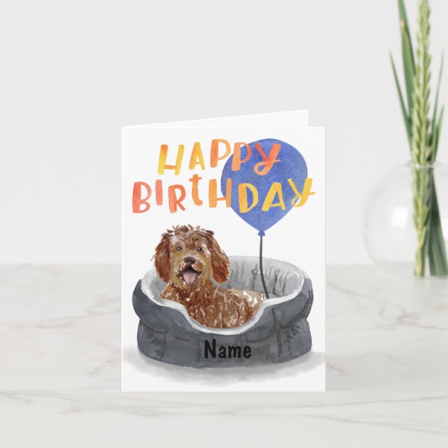 Carte de vœux personnalisée Labradoodle (Devant)