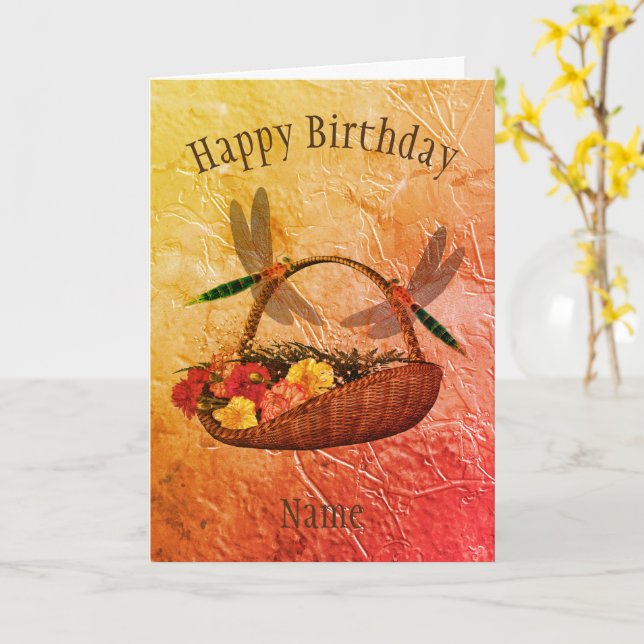Carte de vœux personnalisée pour anniversaire avec (Fleur jaune)