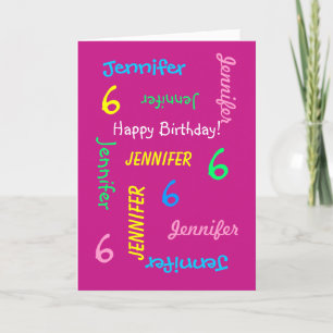 Carte de voeux personnalisée, rose, 6e anniversair